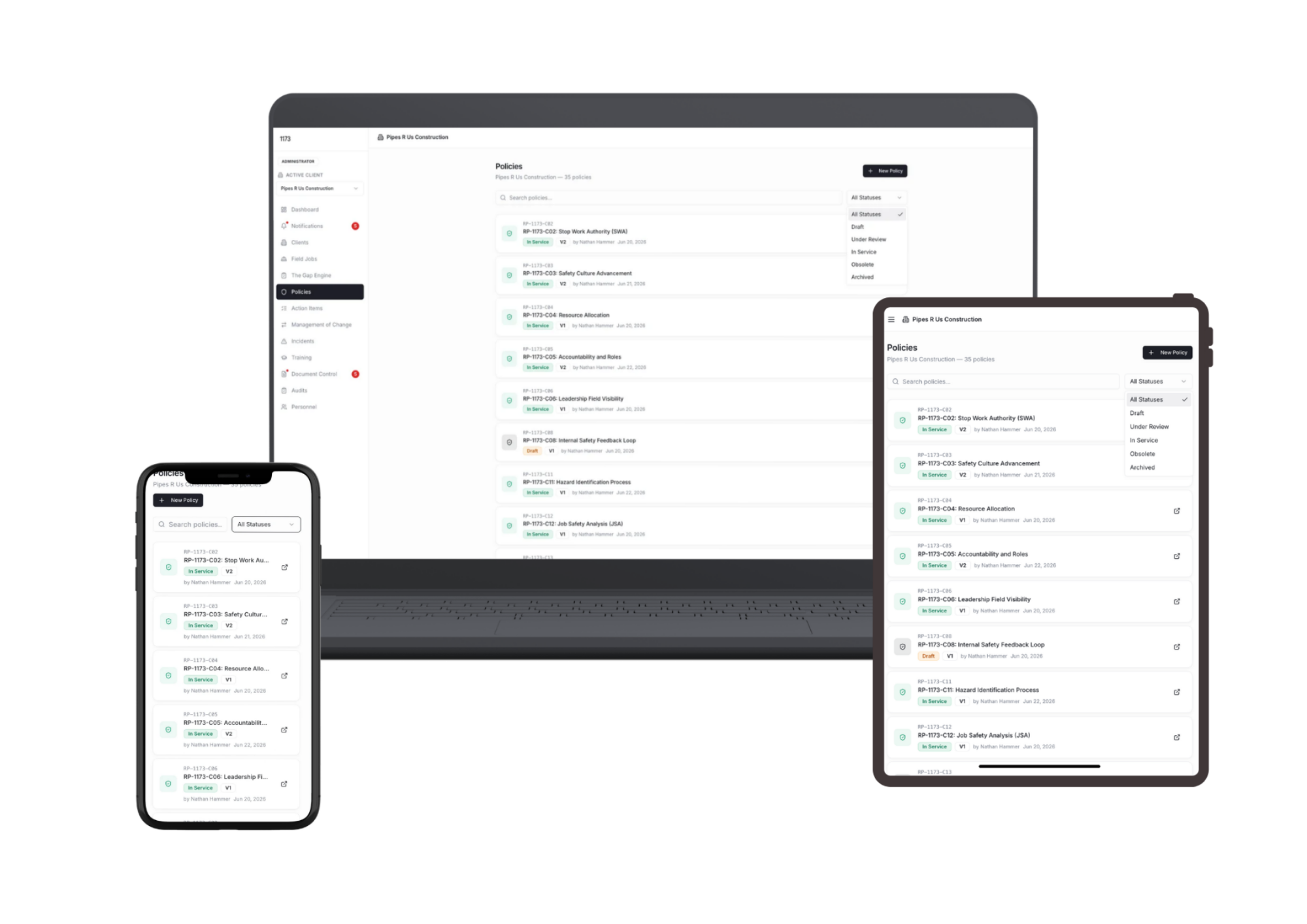 Version Controlled Document Control and Policy Library Interface